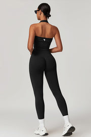 Strikers Halter Neck Crop Top Black